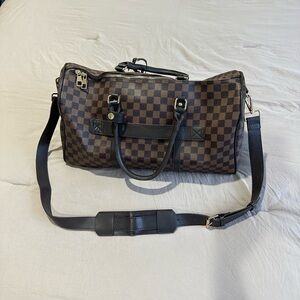 Checkered Brown and Black LV style duffle Bag